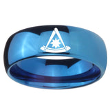 8mm Pester Master Masonic Dome Blue Tungsten Carbide Mens Promise Ring