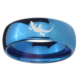 8mm Lizard Dome Blue Tungsten Carbide Mens Ring Personalized