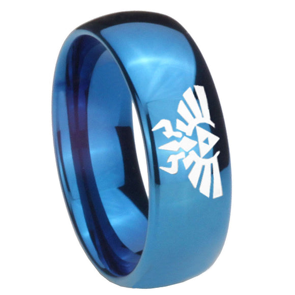 8mm Zelda Skyward Sword Dome Blue Tungsten Carbide Wedding Bands Ring