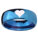 8mm Heart Dome Blue Tungsten Carbide Men's Engagement Ring