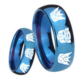 8mm Transformers Autobot Decepticon Dome Blue Tungsten Carbide Personalized Ring