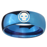 8mm Skull Dome Blue Tungsten Carbide Men's Wedding Band