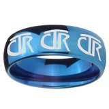 8mm Multiple CTR Dome Blue Tungsten Carbide Custom Mens Ring