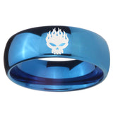 8mm Offspring Dome Blue Tungsten Carbide Men's Promise Rings