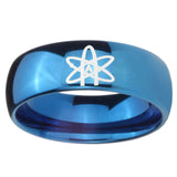 8mm American Atheist Dome Blue Tungsten Carbide Mens Ring Engraved