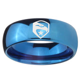 8mm GI Joe Eagle Dome Blue Tungsten Carbide Mens Engagement Ring