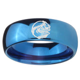 8mm Angry Baseball Dome Blue Tungsten Carbide Custom Ring for Men