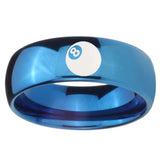 8mm 8 Ball Dome Blue Tungsten Carbide Mens Wedding Band