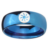 8mm Magic The Gathering Dome Blue Tungsten Carbide Custom Mens Ring