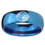 8mm Mario Boo Ghost Dome Blue Tungsten Carbide Men's Promise Rings