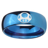 8mm Mario Mushroom Dome Blue Tungsten Carbide Engagement Ring