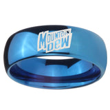 8mm Mountain Dew Dome Blue Tungsten Carbide Mens Promise Ring