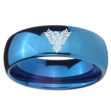 8mm Phoenix Dome Blue Tungsten Carbide Mens Anniversary Ring