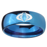 8mm Cobra Dome Blue Tungsten Carbide Men's Engagement Ring