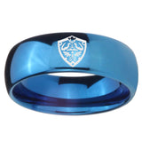 8mm Zelda Hylian Shield Dome Blue Tungsten Carbide Bands Ring