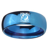 8mm Military Pow Dome Blue Tungsten Carbide Mens Wedding Ring