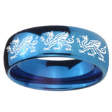 8mm Multiple Dragon Dome Blue Tungsten Carbide Wedding Band Ring