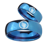 His Hers Mirror Blue Dome Mass Effect Tungsten Carbide Wedding Rings Set