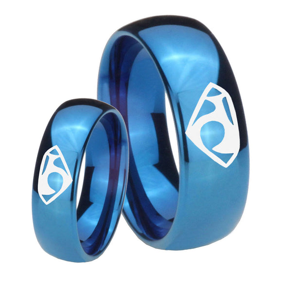 Bride and Groom House of Van Dome Blue Tungsten Men's Engagement Ring Set