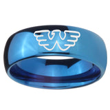 8mm Waylon Jennings Dome Blue Tungsten Carbide Mens Engagement Ring