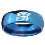 8mm Seeing Eye Dome Blue Tungsten Carbide Men's Promise Rings