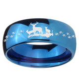 8mm Deer Hunting Dome Blue Tungsten Carbide Men's Wedding Band