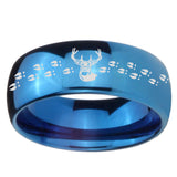 8mm Deer Antler Dome Blue Tungsten Carbide Men's Wedding Band