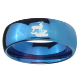 8mm Deer Hunting Dome Blue Tungsten Carbide Wedding Bands Ring