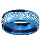 8mm Celtic Braided Dome Blue Tungsten Carbide Men's Wedding Band