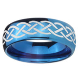 8mm Celtic Knot Dome Blue Tungsten Carbide Men's Wedding Band