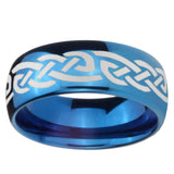 8mm Celtic Knot Infinity Love Dome Blue Tungsten Carbide Men's Wedding Band