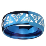 8mm Celtic Knot Dome Blue Tungsten Carbide Men's Wedding Band