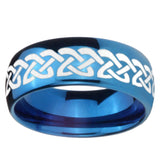 8mm Celtic Knot Love Dome Blue Tungsten Carbide Men's Wedding Band