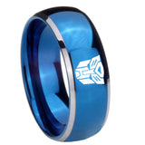 8mm Transformers Autobot Dome Blue 2 Tone Tungsten Carbide Mens Engagement Ring