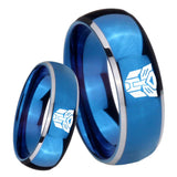 8mm Transformers Autobot Dome Blue 2 Tone Tungsten Carbide Mens Engagement Ring