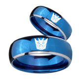 His Hers Decepticon Transformers Dome Blue 2 Tone Tungsten Men's Band Set