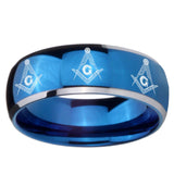 8mm Multiple Master Mason Dome Blue 2 Tone Tungsten Carbide Bands Ring