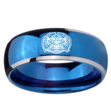 8mm Masonic 32 Degree Freemason Dome Blue 2 Tone Tungsten Carbide Men's Engagement Band