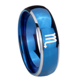 8mm Scorpio Horoscope Dome Blue 2 Tone Tungsten Carbide Wedding Bands Ring