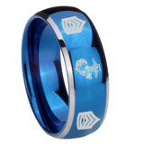 8mm Marine Army Sergeant Dome Blue 2 Tone Tungsten Carbide Anniversary Ring