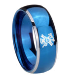 8mm Fireman Dome Blue 2 Tone Tungsten Carbide Mens Bands Ring