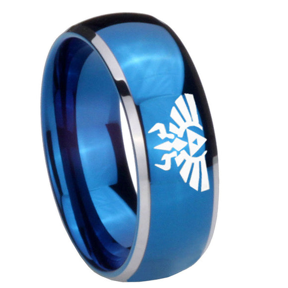 8mm Zelda Skyward Sword Dome Blue 2 Tone Tungsten Carbide Personalized Ring