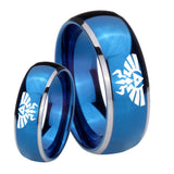 His Hers Zelda Skyward Sword Dome Blue 2 Tone Tungsten Wedding Ring Set