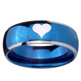 8mm Heart Dome Blue 2 Tone Tungsten Carbide Men's Wedding Ring