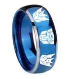 8mm Transformers Autobot Decepticon Dome Blue 2 Tone Tungsten Mens Engagement Band