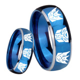 8mm Transformers Autobot Decepticon Dome Blue 2 Tone Tungsten Mens Engagement Band