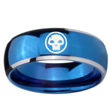 8mm Skull Dome Blue 2 Tone Tungsten Carbide Men's Promise Rings