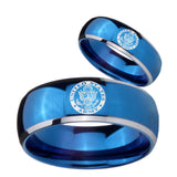 His Hers U.S. Army Dome Blue 2 Tone Tungsten Mens Engagement Band Set