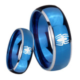 8mm Spiderman Dome Blue 2 Tone Tungsten Carbide Wedding Engraving Ring
