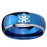 8mm American Atheist Dome Blue 2 Tone Tungsten Carbide Men's Promise Rings